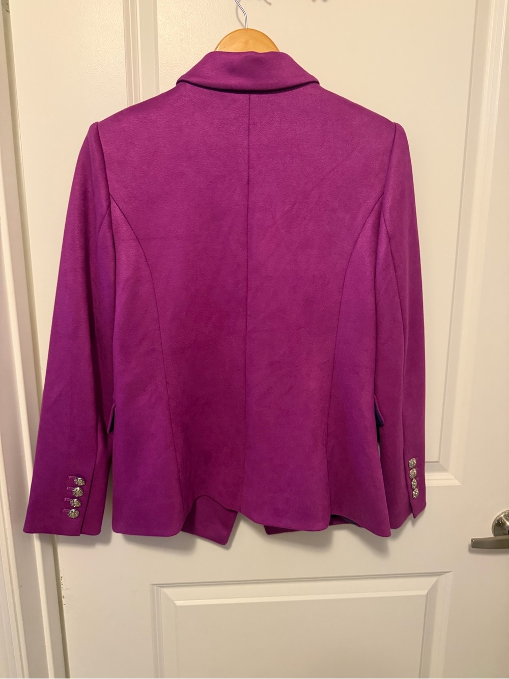 White House Black Market Fuchsia Double-Breasted Blazer w matching skirt. - Picture 12 of 14